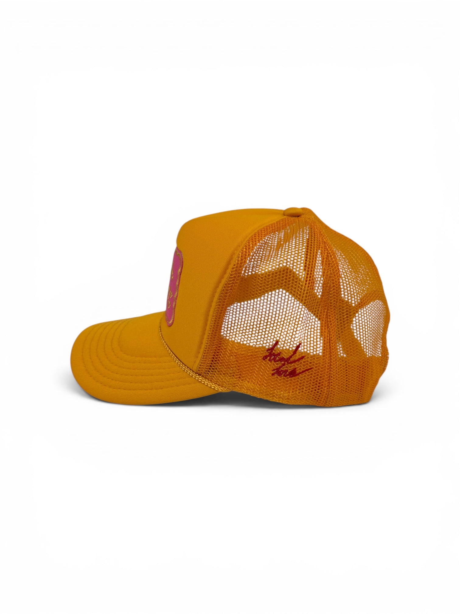 Excuse Me You Look Like You Love Me trucker hat mustard side view