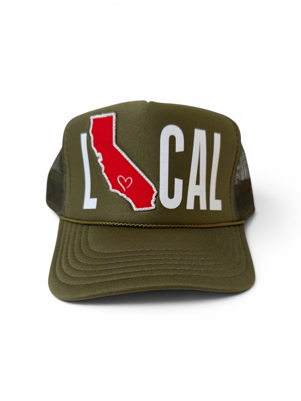 LOCAL CAL trucker hat olive front view