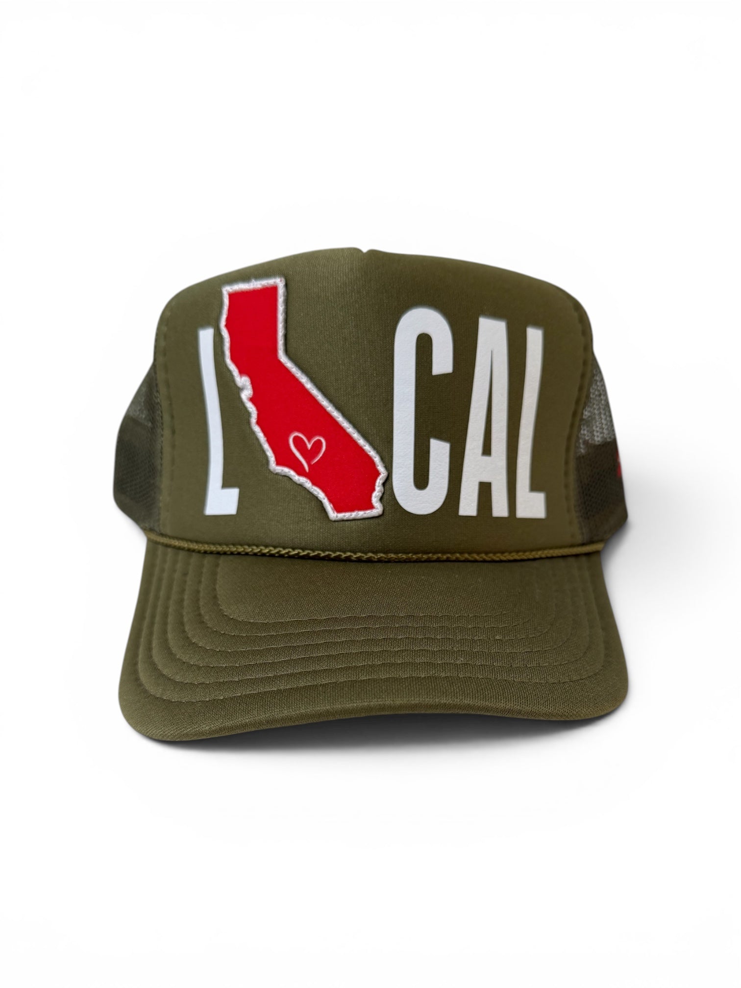 LOCAL CAL trucker hat olive front view
