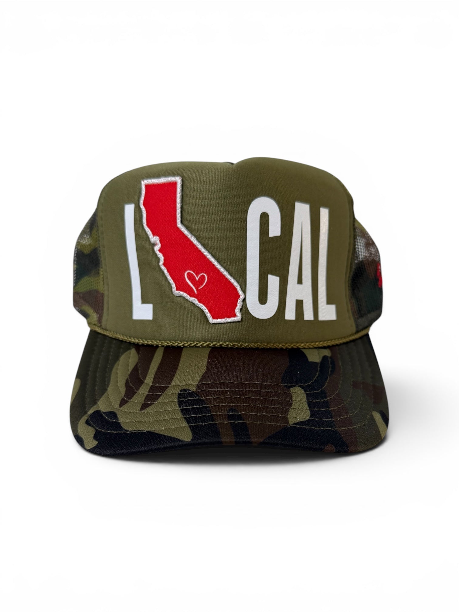 LOCAL CAL trucker hat camo front view