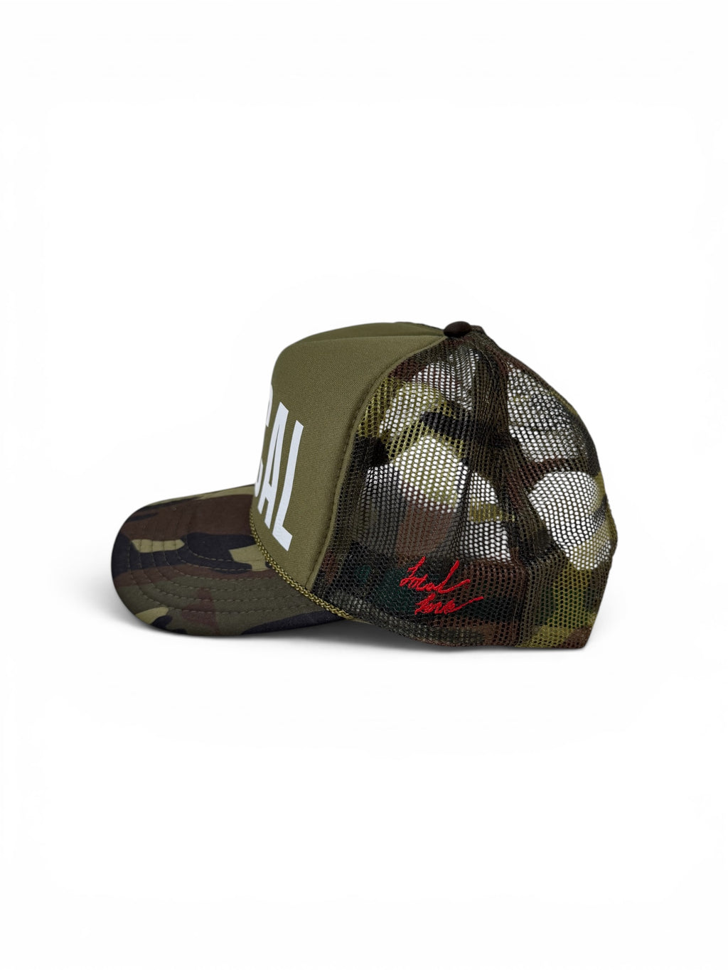 LOCAL CAL trucker hat camo side view